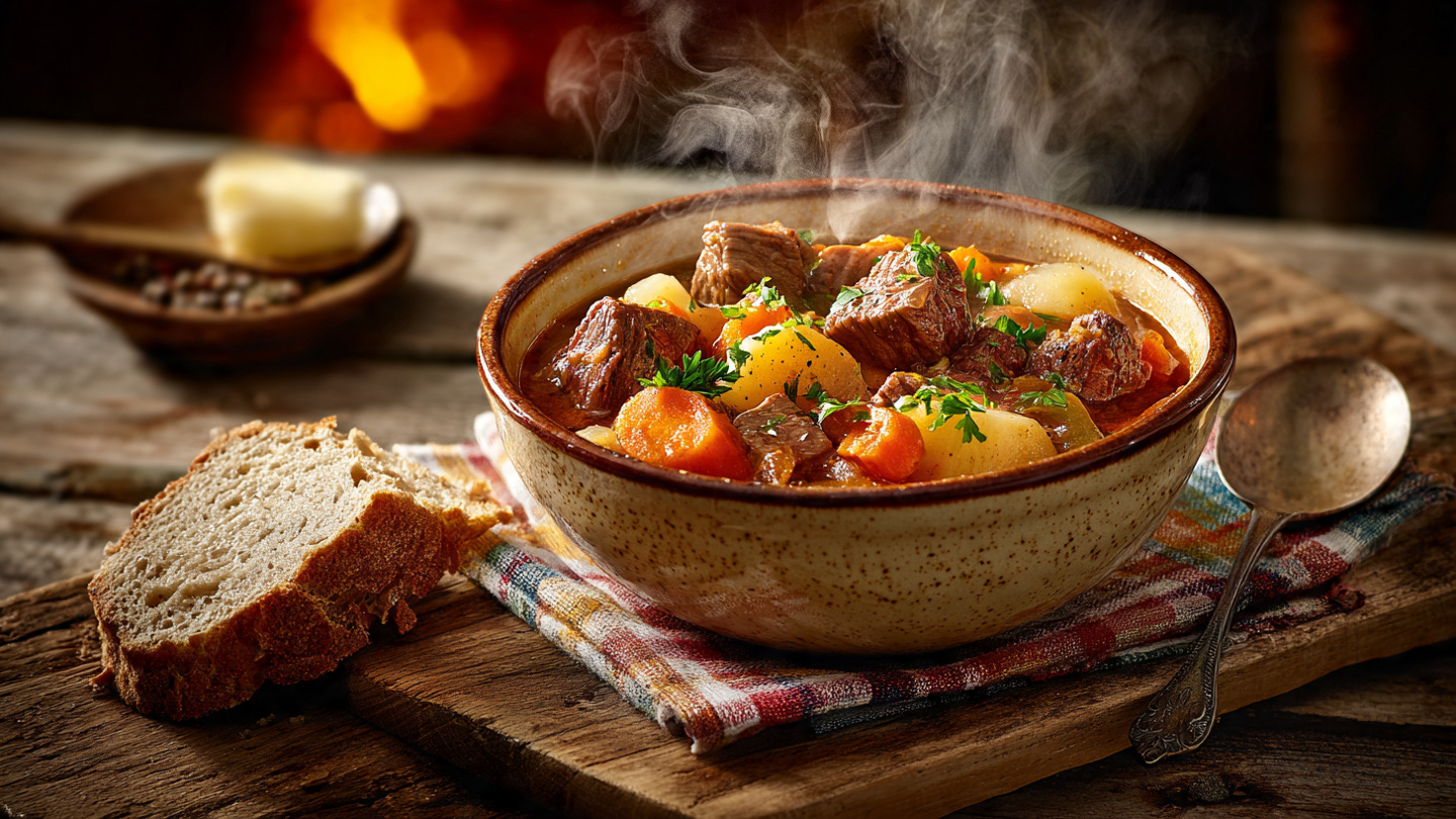 Cozy bowls of comfort. Hearty stews, creamy soups, chilis, and warming one-pot meals.