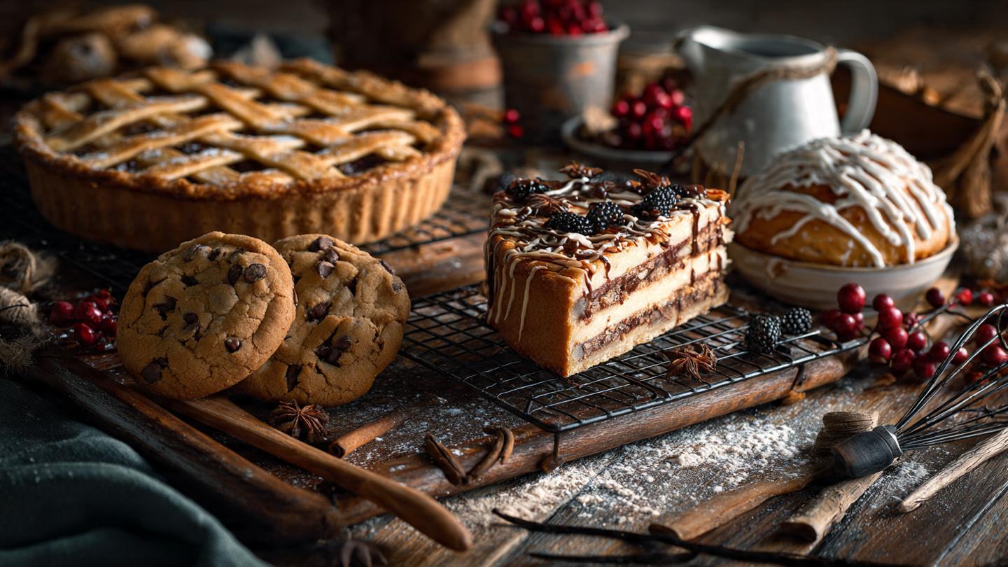Sweet creations and baked goods. Cakes, cookies, pies, pastries, and irresistible treats.
