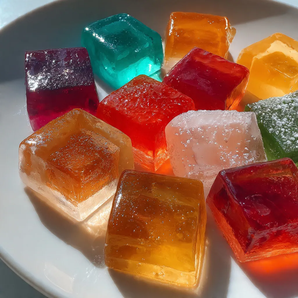 Close-up of shiny red and orange gummies fresh from their silicone molds