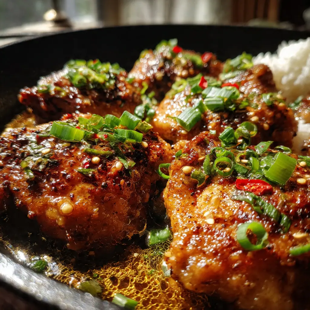 A complete dinner plate with honey garlic chicken, fluffy white rice, and steamed broccoli