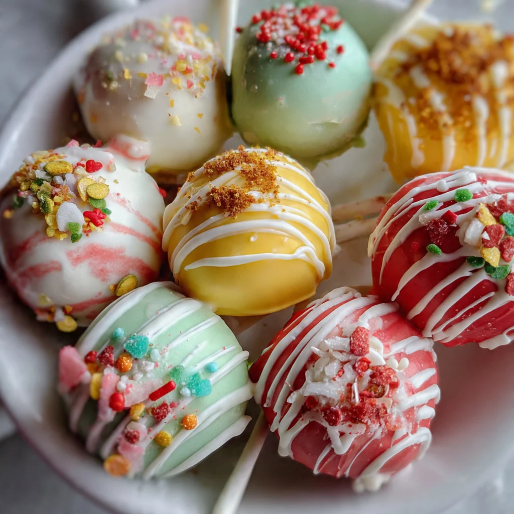 A stylized overhead shot of cake pop ingredients including spices orange and sprinkles next to a finished pop