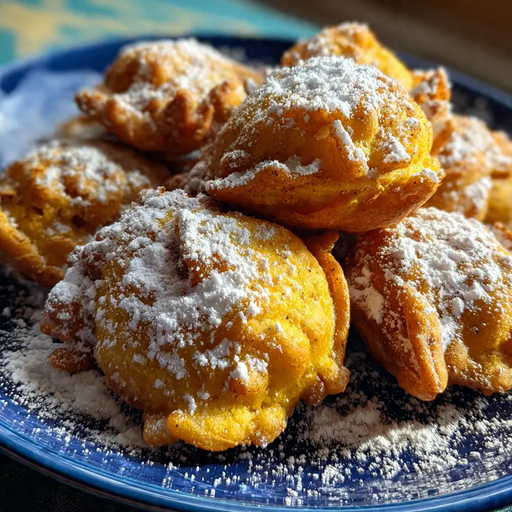A festive platter of bunuelos served with Mexican hot chocolate and orange slices for dipping