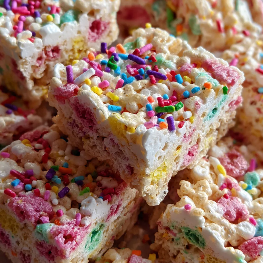 A pan of freshly made Christmas Rice Crispy Treats With Sprinkles being decorated with red and green sprinkles.