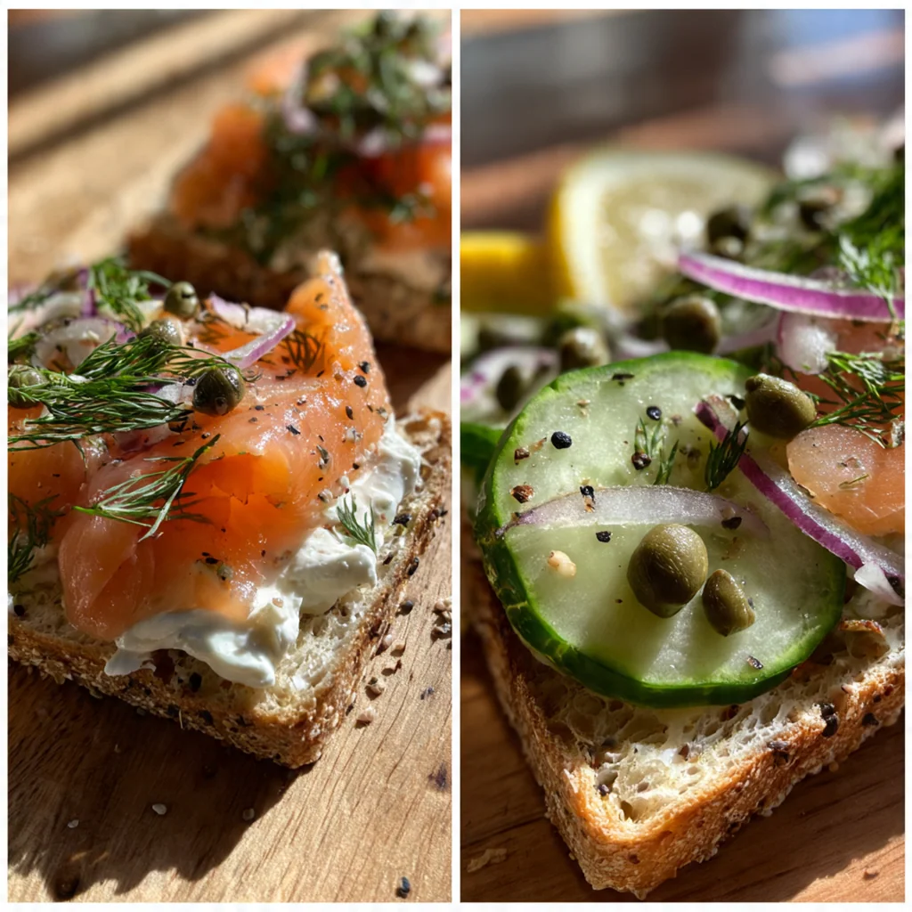 Close-up of a crispy salmon cake being broken open to reveal tender, flaky salmon inside