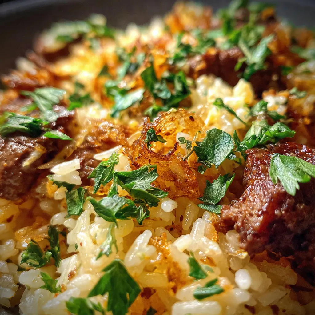 A served portion of the one-pot meal on a plate with a simple green salad