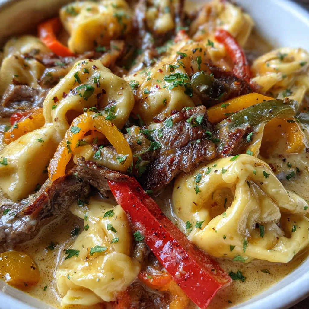 Cheesesteak Tortellini In Rich Provolone Sauce