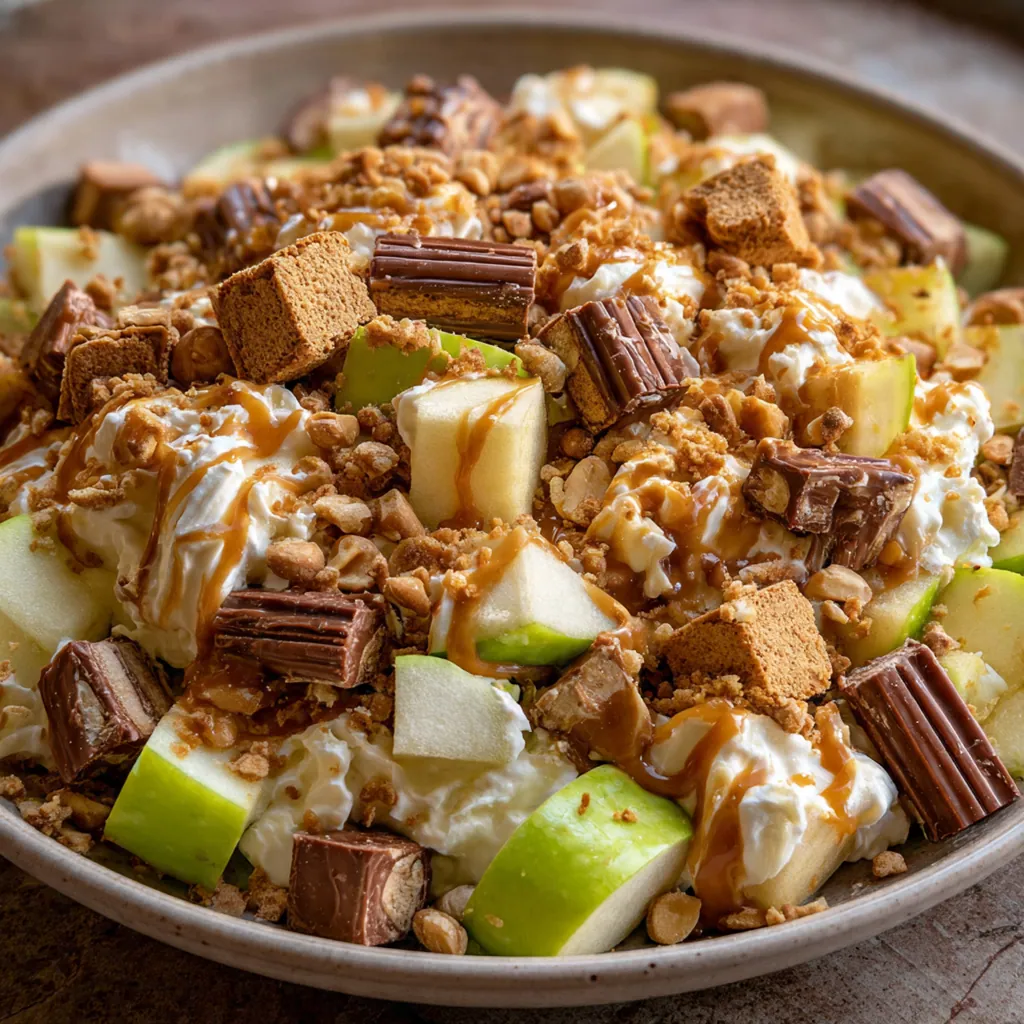 Ultimate Caramel Apple Snickers Salad