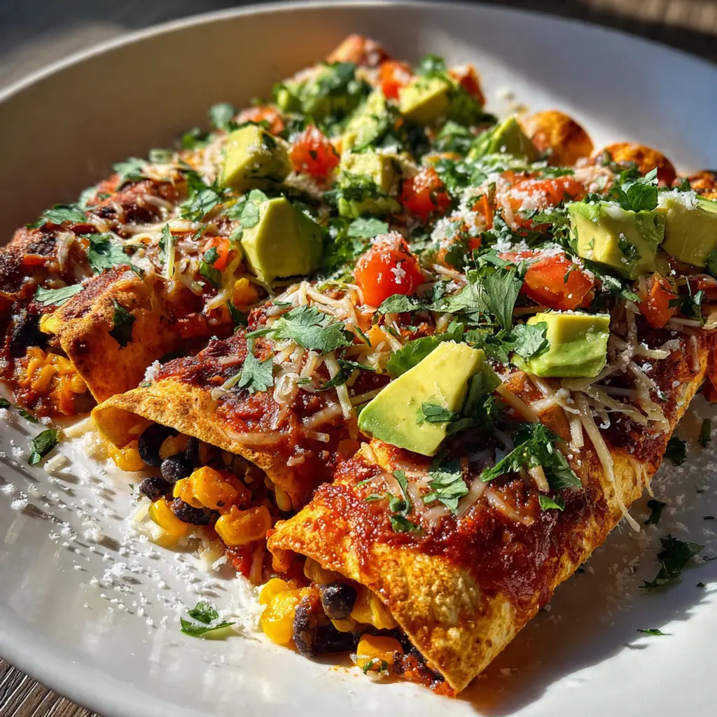 Sweet Potato Corn Black Bean Enchiladas