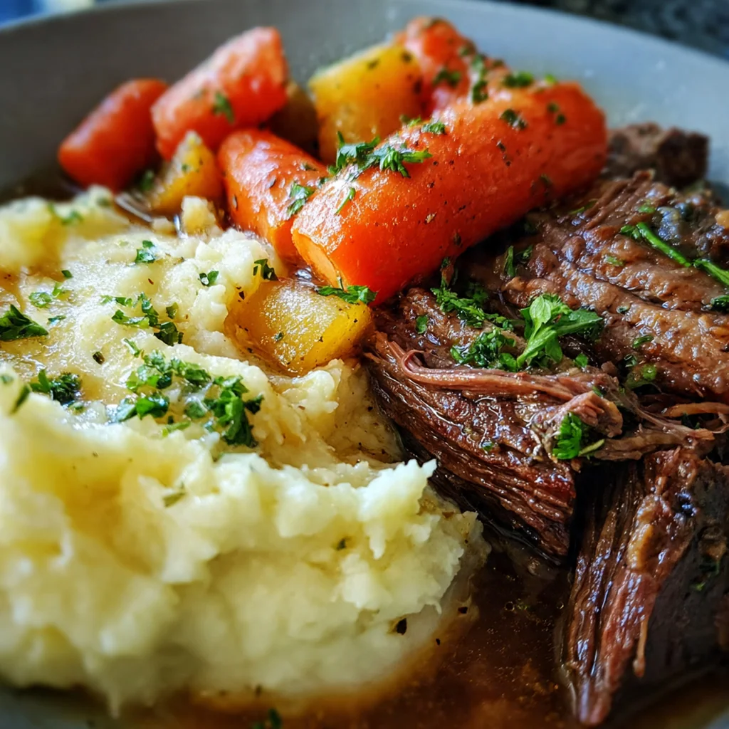 Pot Roast Over Mashed Potatoes