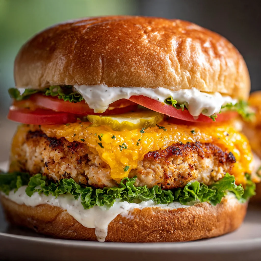 Ranch Cheddar Chicken Burgers